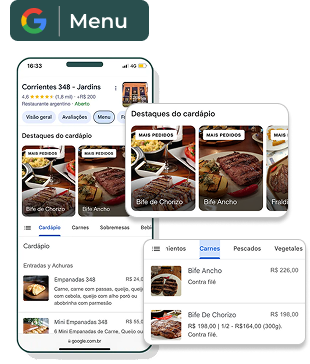 Menu no Google